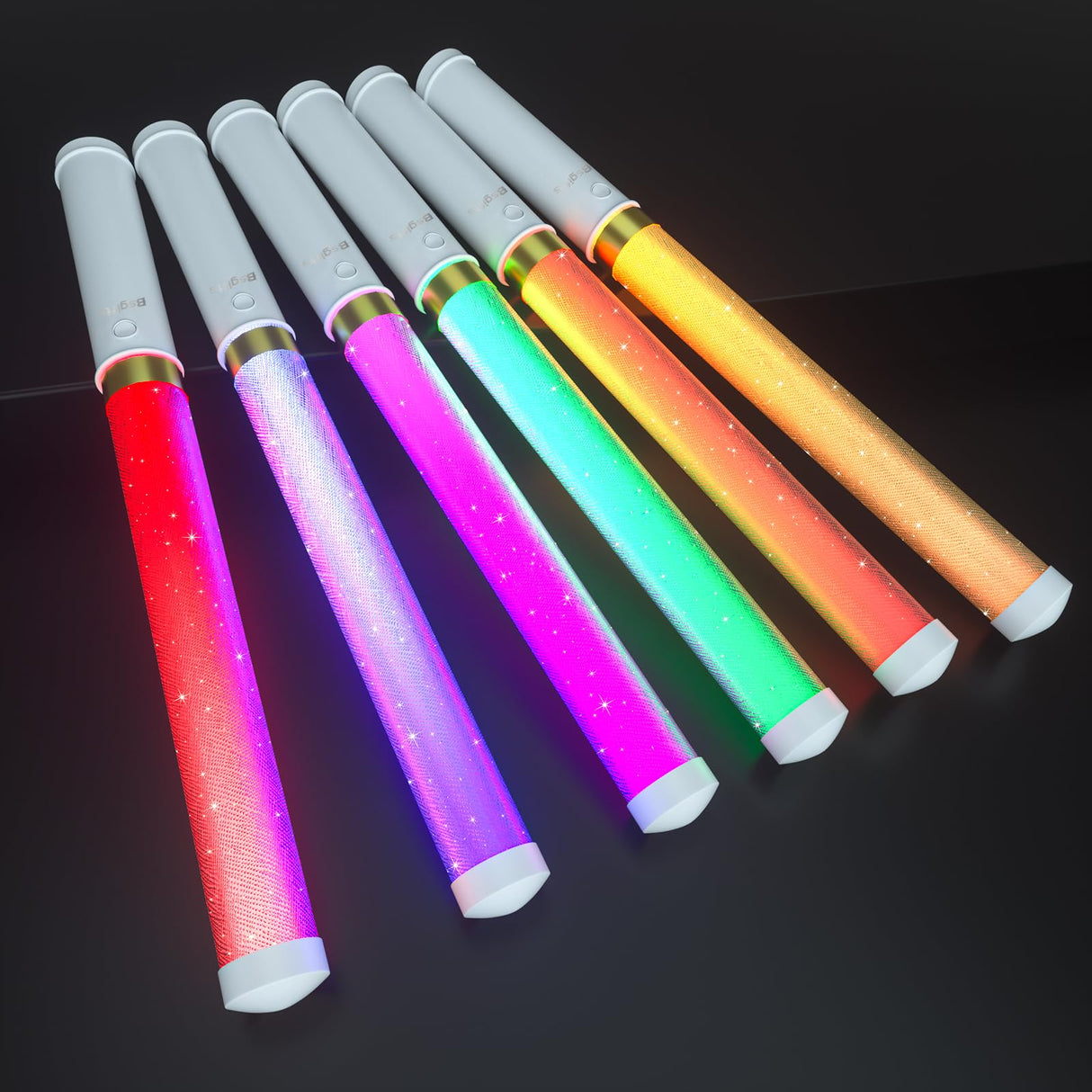 Bsgifts LED Glow Sticks 6 Pack, Reusable Light Up Toys 15 Colors Light Stick Bulk, Glow Party Supplies for Wedding, Birthday, Raves, Concert, Camping, New Year, Halloween, Christmas (with AAA Battery)