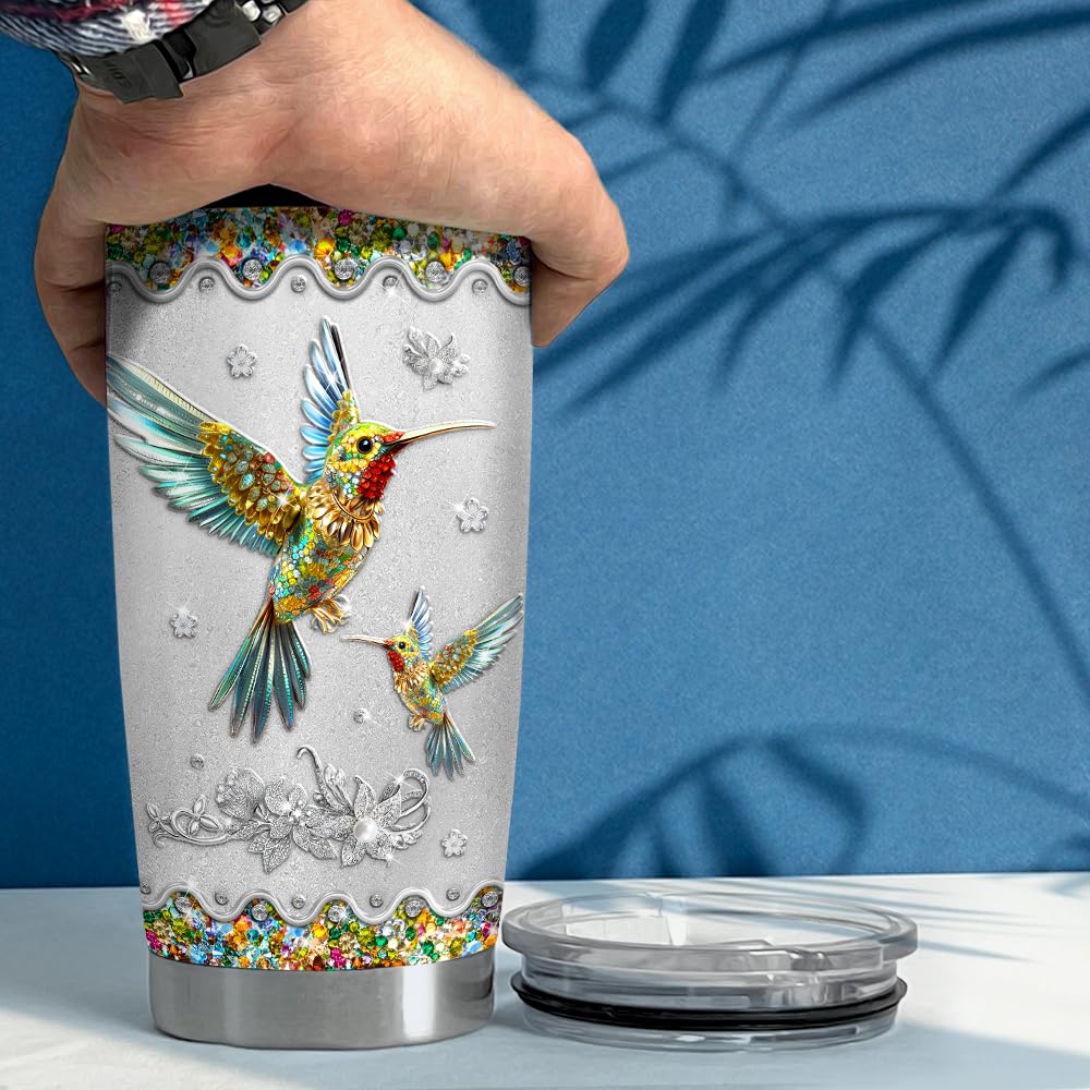 SANDJEST Hummingbird Gifts for Women Hummingbirds Tumbler 20oz Jewelry Drawings Stainless Steel Insulated Tumblers Coffee Travel Mug Cup Gift for Birthday Christmas