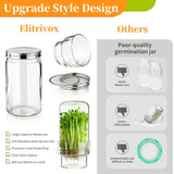 Elitrivox Sprouting Jar Kit, 2 Pack Wide Mouth Quart Mason Jars | Broccoli, Microgreens, Alfalfa Sprout Jar | Perfect for Home Gardeners, Health Enthusiasts & Vegan Diets