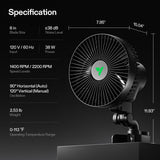 VIVOSUN AeroWave A6 Grow Tent Clip Fan, 6" Auto Oscillating Fan, Secure Non-Slip Clamp, Strong Air Circulating, and Low Noise, for Hydroponic Ventilation, 1-Pack