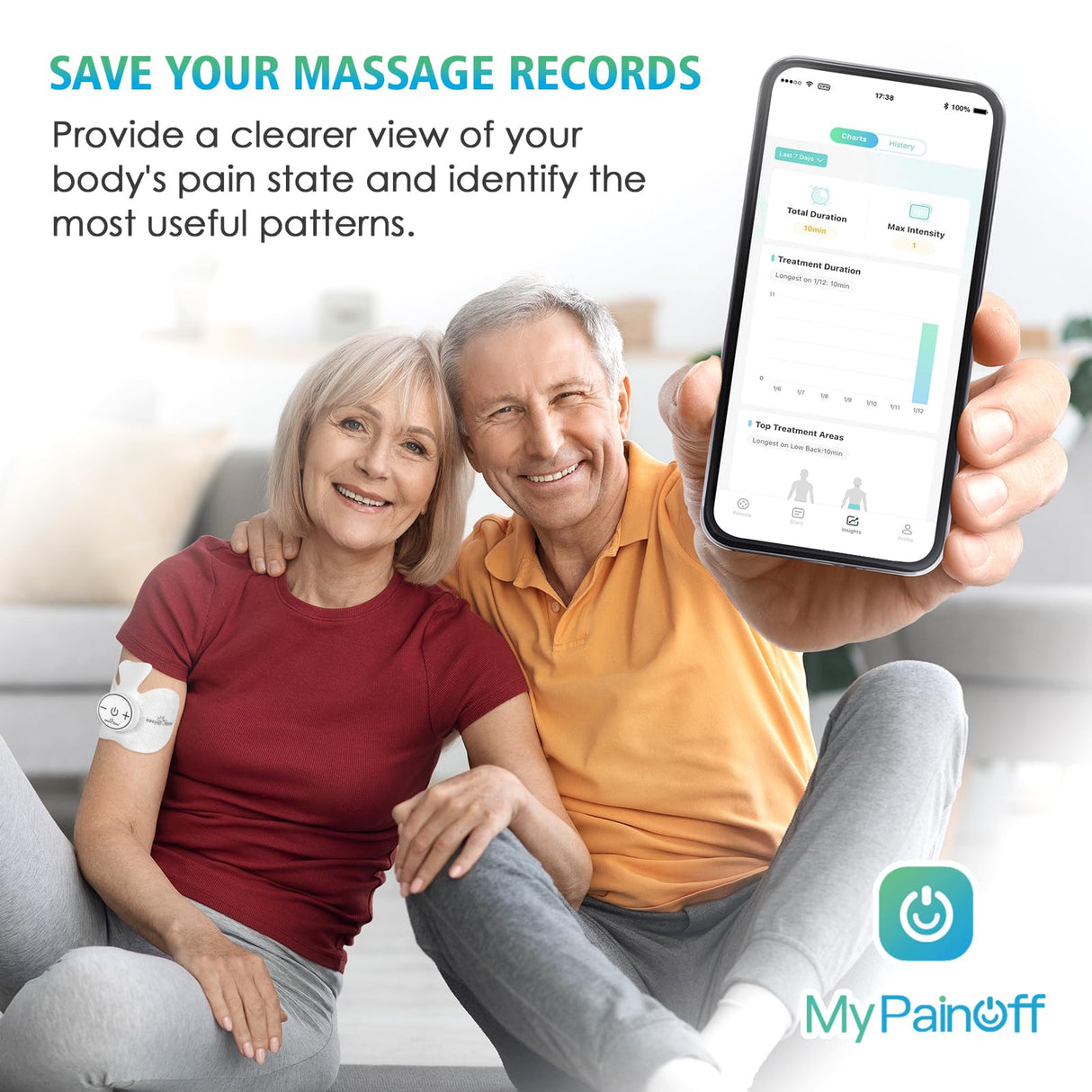 Easy@Home Wireless TENS Unit with APP Remote Control: Back Pain Relief Muscle Stimulator Massager | Powered by MyPainOff App iOS & Android App | Pain Therapy Management EHE015BLE