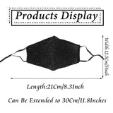 Sparkly Sequins Mouth Masc Fashion Designer Glitter Cotton Face Cover With Adjustable Ear Loops Reusable Masquerade Party Nightclub Rave Festival Sequins Face Covering (Black)