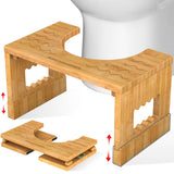 KingPavonini Bamboo Toilet Stool Squat 7in & 9in Heights Adjustable, Foldable Poop Stool for Adult, Potty Stool for Bathroom with Non-Slip Grooves Portable, Space-Saving, 400 lbs Capacity