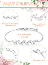 Trnayi 6 Pcs Bridesmaid Bracelets Jewelry Bridesmaid Gifts,Silver Leaf