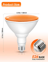 Fulighture Orange Flood Light Bulbs Outdoor 2 Pack, Par38 LED Orange Light Bulbs Not-dimmable15W(100W Equivalent) E26 Halloween Christmas Decorations Light Bulb for Porch Home Holiday Lighting