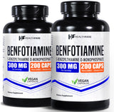 Healthfare Benfotiamine 300mg | 200 Capsules | Fat Soluble Thiamine Vitamin B1 | Supports Overall Health | Non-GMO | Gluten Free (2-Pack)