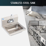 WILPREP Hand Sink Commercial Stainless Steel Sink for Washing, NSF Utility Sink with Gooseneck Faucet, Wall Mount Kitchen Sink for Restaurant Bar RV Bathroom Laundry Room (17 x 15 Inches)