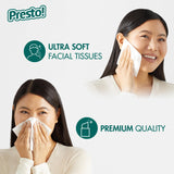 Amazon Brand - Presto! Ultra-Soft 3-Ply Premium Facial Tissues, 1188 Count (18 Packs of 66), (Packaging May Vary)