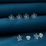 MRI Safe Clear Plastic Earrings for Surgery & Sports, Hypoallergenic Medical Grade Earrings for Sensitive Ears, 20G Silicone Retainer Studs for Women Men - 6 Pairs (Plumeria Flower Design)