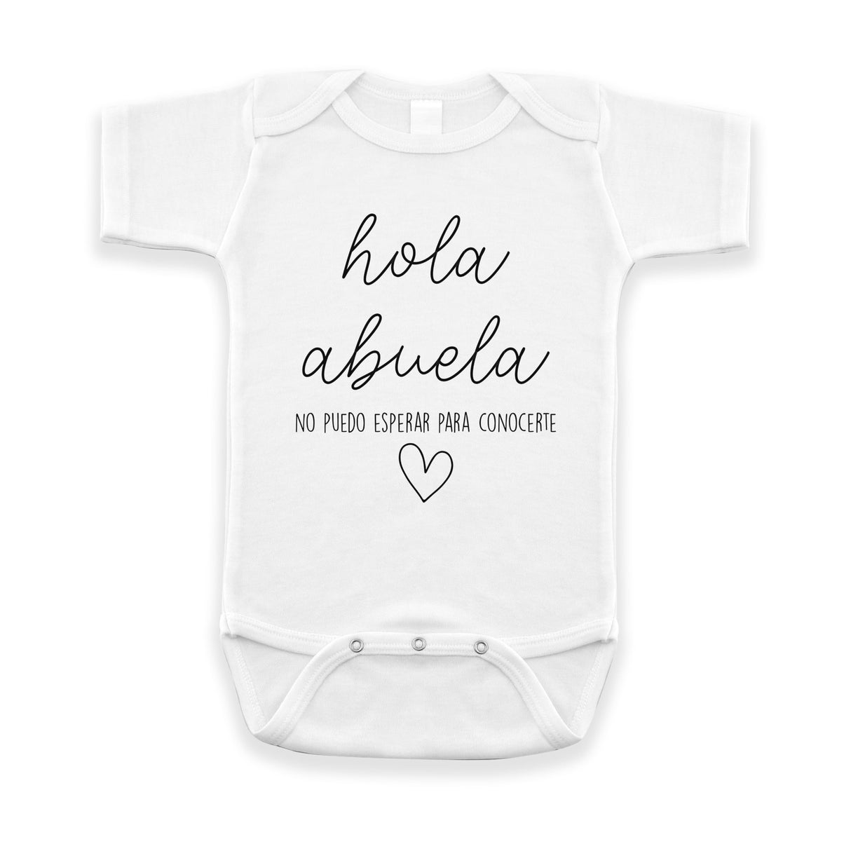 Hola Abuela Spanish Pregnancy Announcement Infant Bodysuit for Grandma - Abuelito Gift for New Baby Reveal! (White)