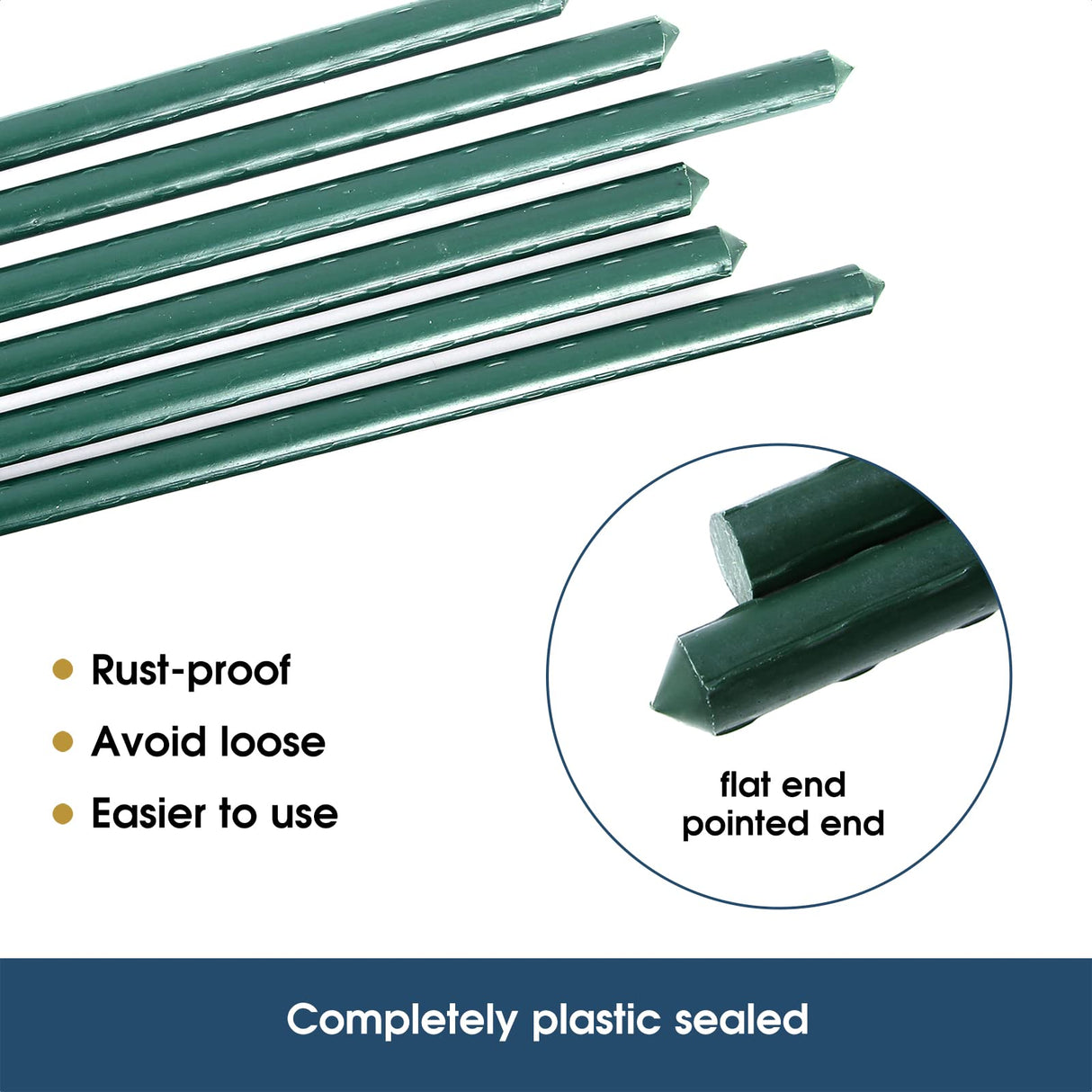 NANOPRETTY Garden Stakes 58 Inch Approx 5FT Plant Stakes for Outdoor Plants Tomato Stakes for Gardening 0.43 inch Diameter Plant Sticks Support Climbing Plants, Pack of 50