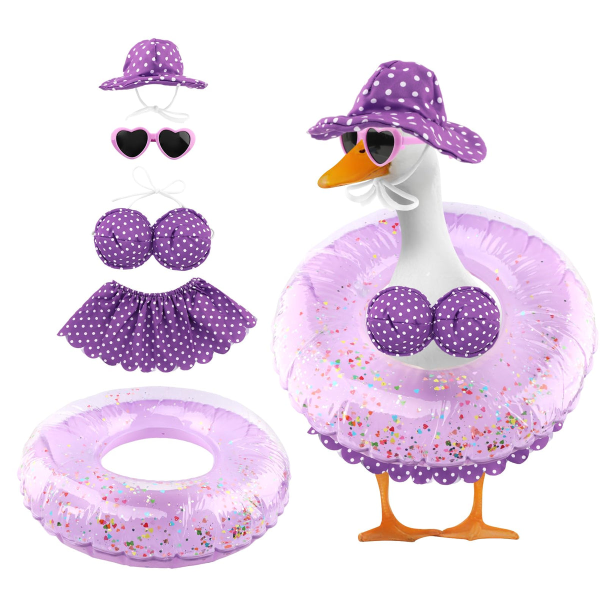 Ravionell Hawaiian Porch Goose Outfits, Summer Style Goose Outfits, Cute Gooses Clothes fit Large 23" H Statues for Outdoor Garden and Yard Decoration
