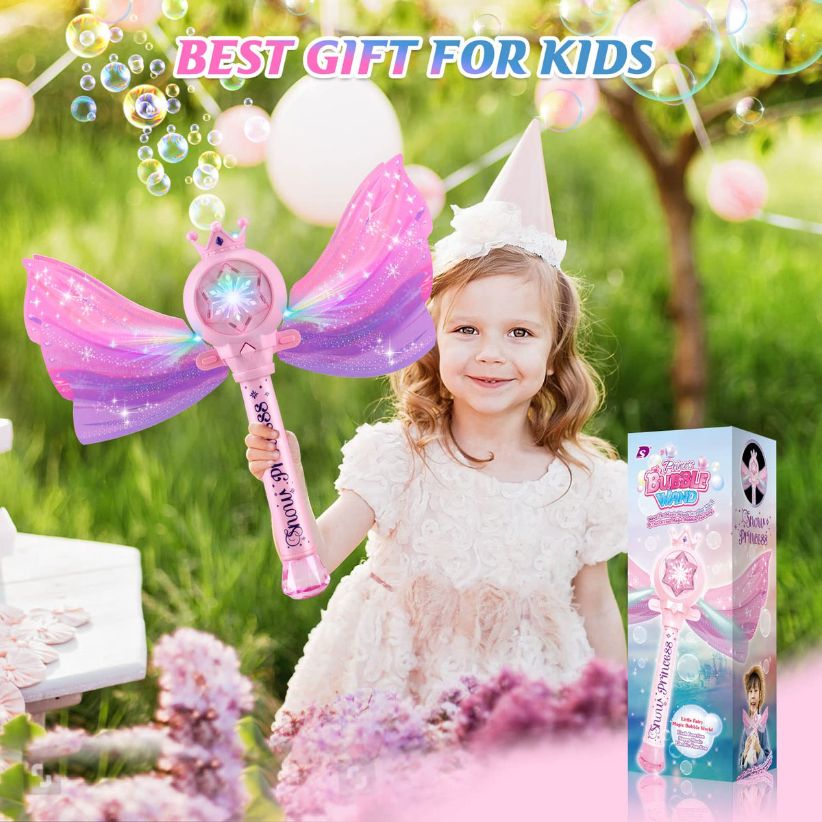 Britik Bubble Wand for Kids, LED Light Music Bubble Toys Girl Gifts Age 3+