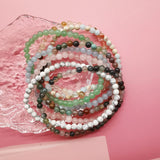FIRAZIO 20Pcs 4mm Gemstone Beaded Bracelets for Women Mens