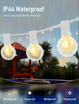25Ft LED Outdoor String Lights, G40 Globe Patio String Lights Waterproof with 27 Shatterproof Bulbs, Hanging Outdoor Christmas Decorations Lights for Backyard Garden Bistro Wedding Party Decor, White