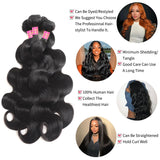 Human Hair Bundles 20 22 24 26 Inch 14A Body Wave Bundles Human Hair 100% Unprocessed Brazilian Virgin Hair 4 Bundles Human Hair Body Wave Human Hair Extensions Bundles Human Hair Natural Black
