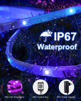 Fussion Outdoor LED Strip Lights Waterproof 100FT (2 Rolls of 50ft) IP67 LED Light Strips with Remote, RGB Color Changing Christmas House Rope Lighting for Outside