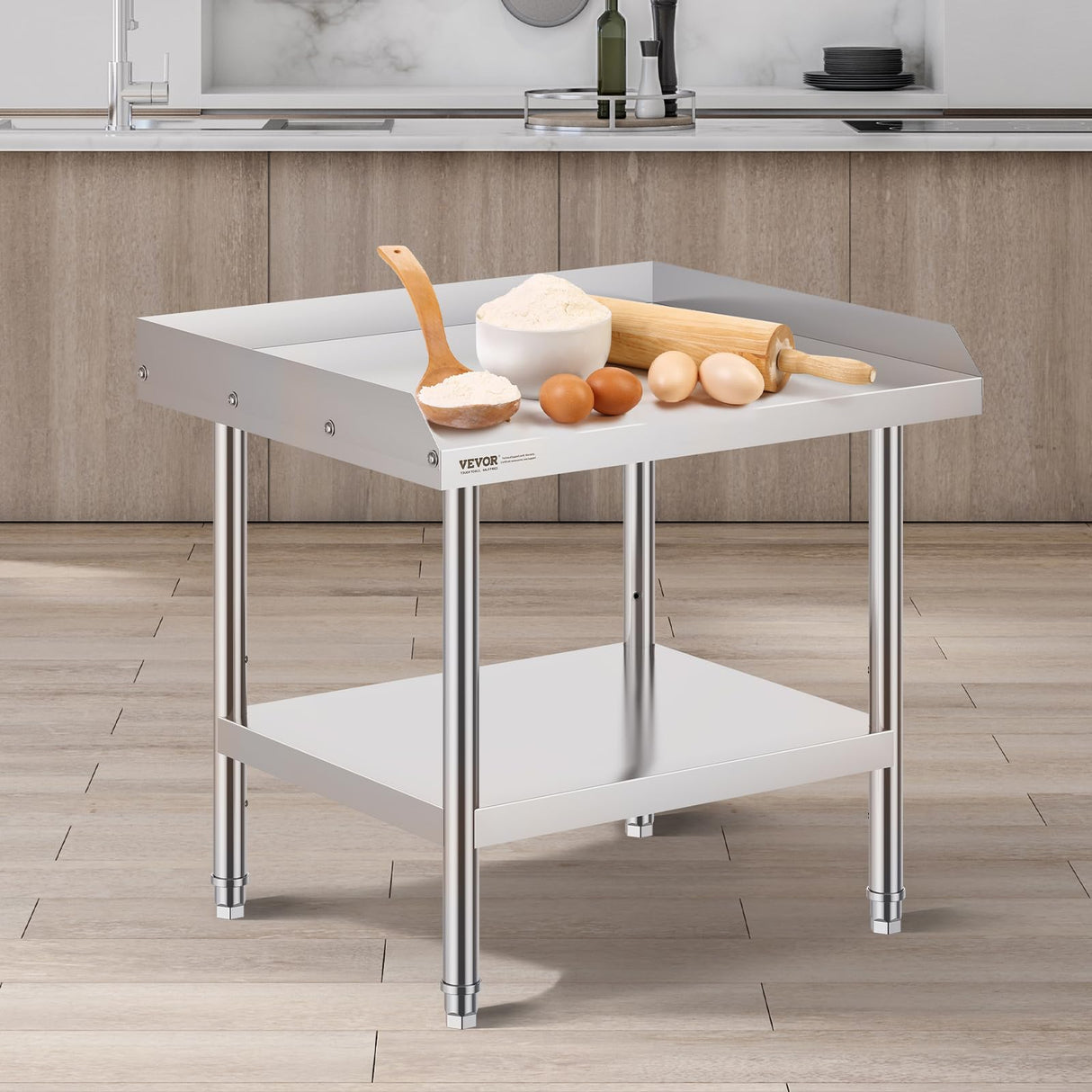 VEVOR Stainless Steel Equipment Grill Stand, 24 x 28 x 24 Inches Stainless Tables with Adjustable Storage Undershelf, Equipment Stand Grill Table for Hotel, Home, Restaurant Kitchen