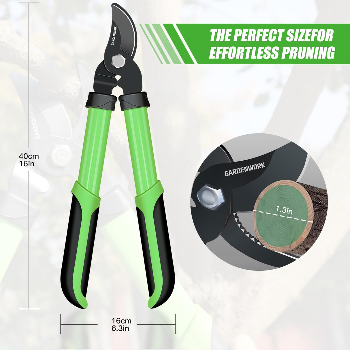 GARDENWORK 16"Loppers and Branch Cutter with SK5 Blade for Tree Trimming