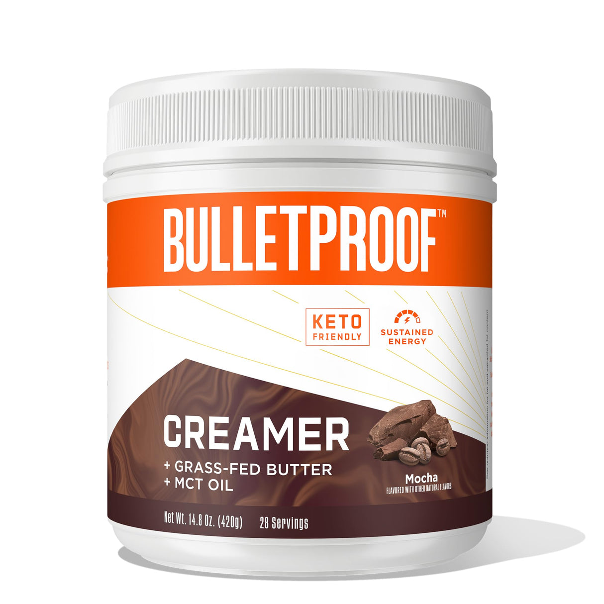 Bulletproof Mocha Creamer, 14.8 Ounces, Keto Coffee Creamer with MCT Oil, Grass-Fed Butter, and Real Cocoa, Supports Brain Function