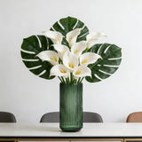 TIMEFOTO Flower Vase 7.5 inch Green Thickened Glass Vase for Bookshelf,Dinner Table,Indoor Office Desktop,Meeting Room,Bathroom,Countertop,Home Christmas Day Decoration