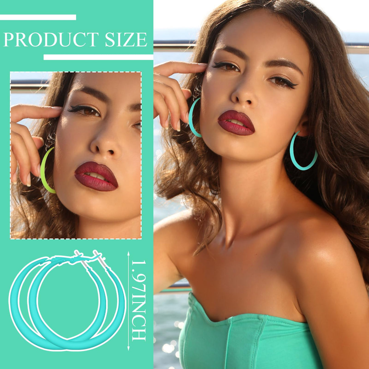 Sasylvia 16 Pairs Colored Hoop Earrings for Women,Classic Style
