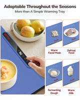 Laudlife Electric Warming Mat for Food, Roll-Up Silicone Heating Pad with 7 Adjustable Tempmaster Levels, Foldable Warming Tray for Countertop,Buffet Party, Kitchen & Home, Child Lock, Dark Bule