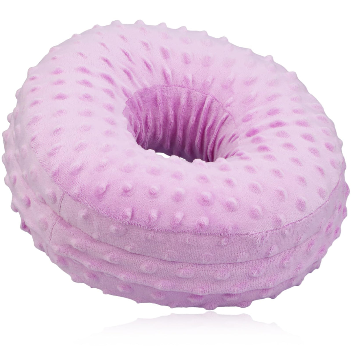 Heal n Hope Washable Ear Piercing Pillow with Removable Pillowcase Donut Pillows Hole for Ear Pain Relief CNH Sleeping Pressure Sore Side Sleepers Ear Guard Protector Cover (Minky Dot Lavender)