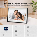 Digital Picture Frame, 10.1 Inch Picture Frame with 1280*800 HD IPS Touch Screen, Smart Digital Photo Frame Built-in 32GB Memory, Auto-Rotate Easy Setup to Share Photos or Videos via AiMOR APP (Black)