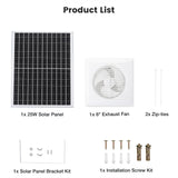 Fanspex Solar Exhaust Fan, Solar Powered Vent Fan Kit for Outside Greenhouse Shed Chicken Coop (8" Fan)