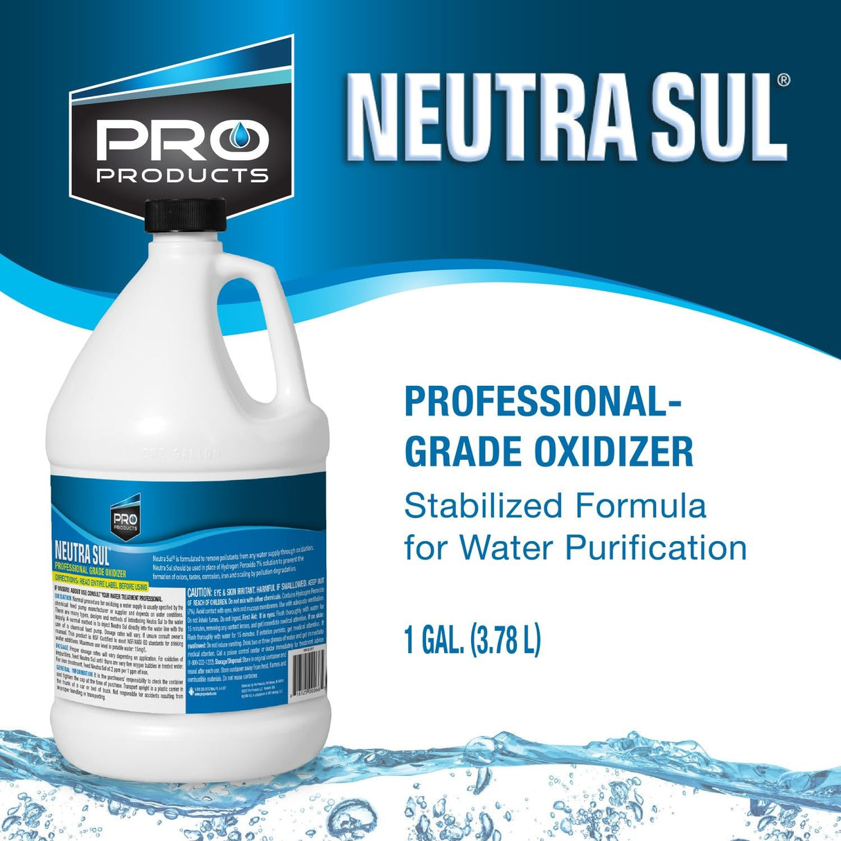 Pro Products Neutra Sul Professional Grade Oxidizer, Helps Eliminate Odor and Impurities for Water Purification, 1 Gallon Bottle, 4 Pack