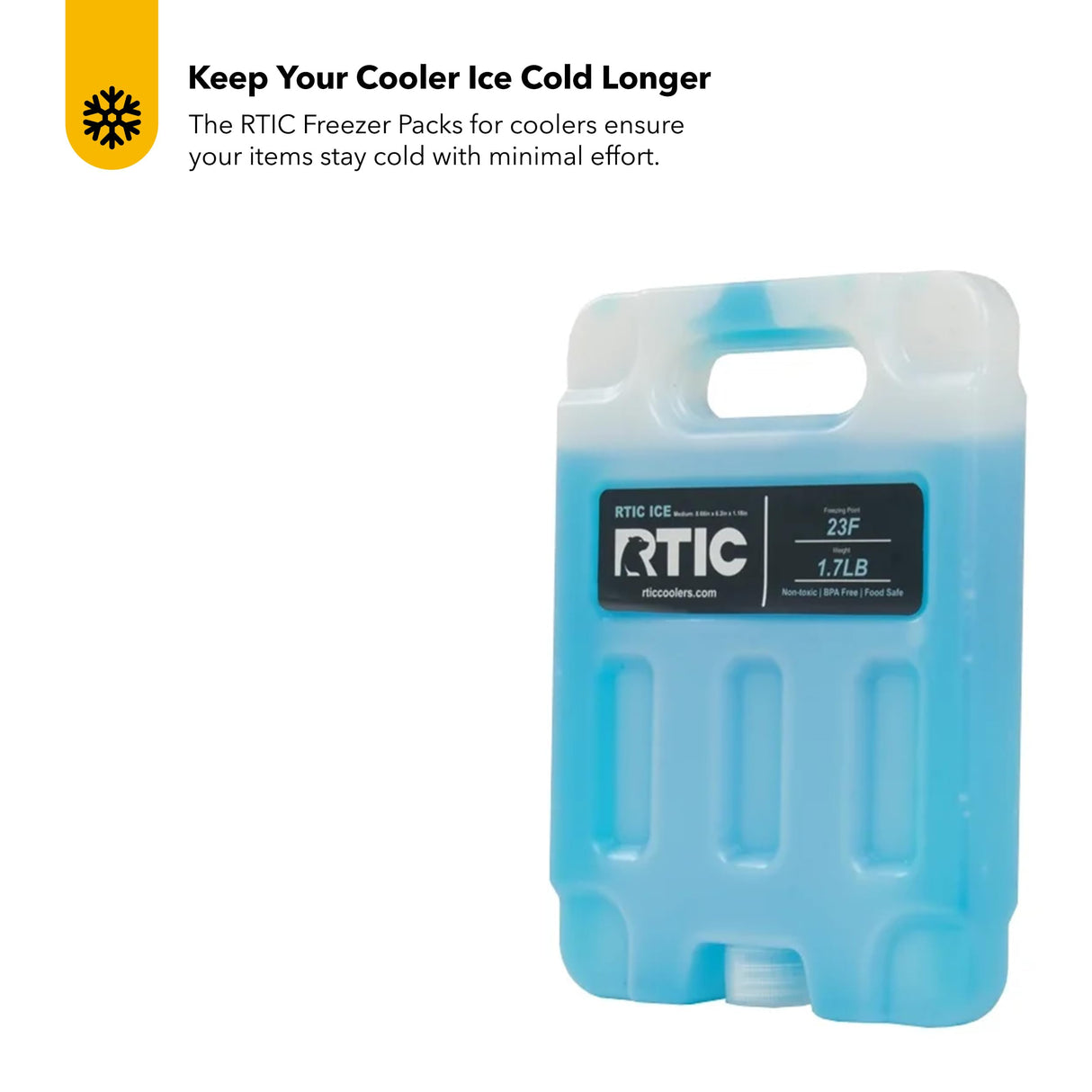 RTIC Refreezable Reusable Cooler Ice Packs Cold Ice Chest Pack Long-Lasting Break-Resistant for Food, Drink, Travel and Storage, 2 Pack, Medium