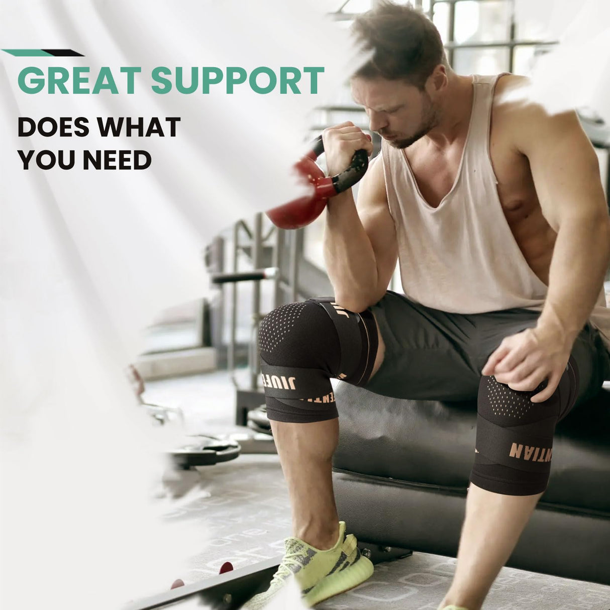 JIUFENTIAN Knee Support for Women and Men with Strap (2pack) Copper Knee Brace for Women Arthritis Pain-Knee Sleeves for Working Out,Running and Knee Pain Relief(Medium)