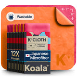 Koala Lens Cleaning Cloth | Japanese Microfiber | Glasses Cleaning Cloths | Eyeglass Lens Cleaner | Eyeglasses, Camera, VR/AR Headset, and Screen Cleaner | Pink & Orange (Pack of 12)