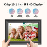 Digital Picture Frame WiFi 10.1 Inch Digital Photo Frame, Electronic Picture Frame, 16GB Storage, Auto-Rotate, IPS Touch Screen, Easy Setup and Share Photos and Videos via Free App from Anywhere