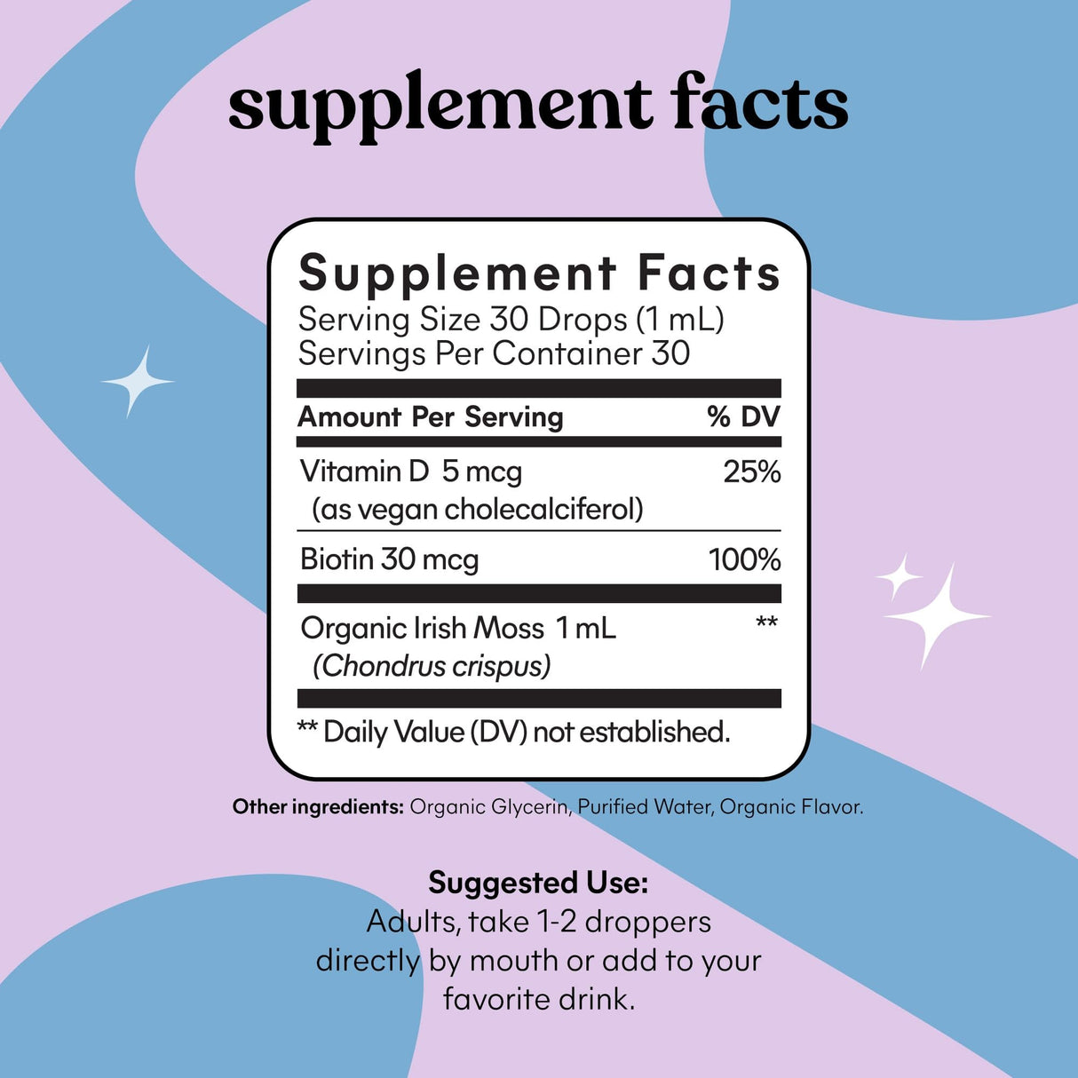 Lemme Irish Sea Moss Organic Liquid Drops with Vitamin D3 and Biotin for Trace Mineral Support, Immunity, Hair, Skin & Nails, Brain Health - Gluten & Sugar Free, Non GMO, 1 oz, 30 Servings