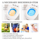 Sitz Bath for Toilet Hemorrhoids Postpartum Care, Perineal Soaking Bath Over The Toilet Seat, Collapsible Sitz Basin with Flusher for Vaginal Anal Inflammation Treatment, Yoni Steam Seat, White/Blue