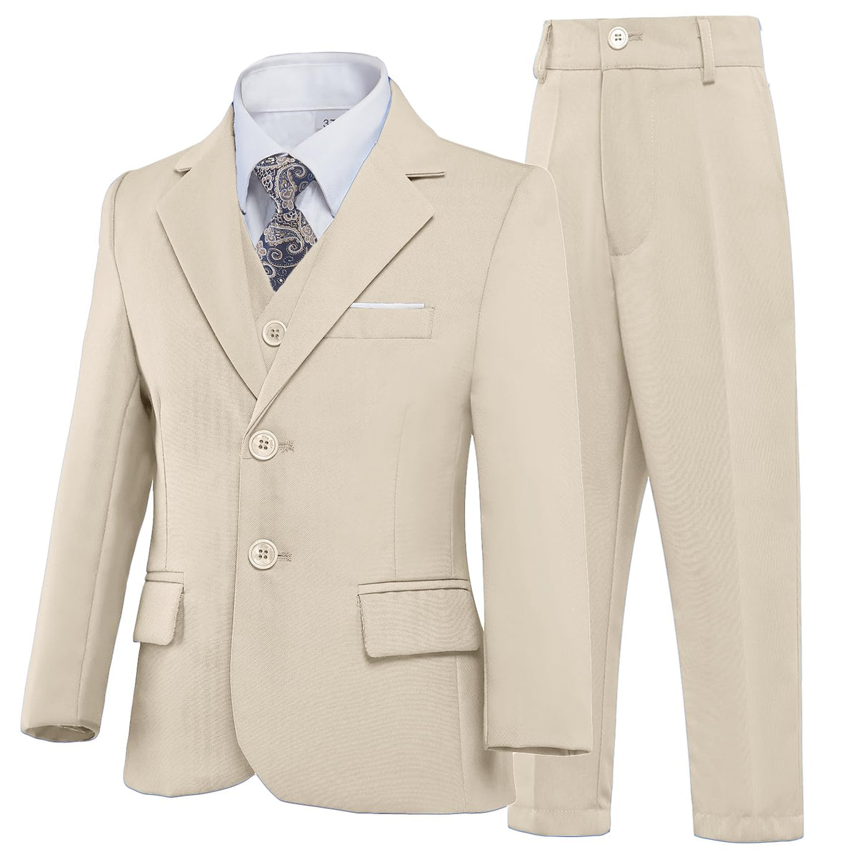 Boy Suit for Kids Champagne Slim Fit Wedding Christmas Suits Size 8 Formal Dress Tuxedo Ring Bearer Outfits Boys Casual Clothes