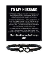 ziella To My Husband Bracelet,Dual Name Infinity Leather Bracelet,Personalized Custom Name Stainless Steel Bracelet Holiday Birthday for Him (9inch, 9inch)