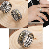 HJ HUAJ 990 Silver Feng Shui PiXiu Adjustable Ring MANI Mantra Protection Wealth Ring