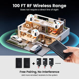 SURAIELEC Wireless Light Switch and Receiver Kit Black, 15A High Power, No Wiring No Interference, 100ft Range, Expandable Remote Control Wall Switches for Lamp, Ceiling Light, Fan, Outdoor Lighting
