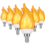 OHLGT Upgrade E12 Flame Bulbs 6 Pack, 3 Mode LED Candelabra 2.0 Watt Warm White Chandelier 1800k Candle Light Bulbs, Flame Tip for Christmas Party Decorations