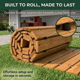 Plow & Hearth 8' Straight Outdoor Wooden Pathway | 18" Wide Rollout Outdoor Garden Walkway | Weather-Resistant Hardwood Cedar Board Walkway Landscape Edging | Decorative Lawn Patio Wedding Party