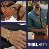 VNOX Link Chain Bracelets for Men - Cool Mens Bracelets Diamond-Cut Paperclip Solid Chain Bracelet Chunky Stainless Steel Jewelry Trendy Gifts for friend Teen (Silver, 8)