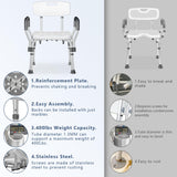 KingPavonini Shower Chair for Inside Shower with Arms and Back, FSA/HSA Eligible 400LBS Heavy Duty Shower Seat for Bathtub, Reinforced Guard, Height Adjustable Bath Seat for Elderly, Adults & Disabled