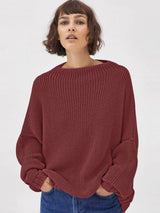 Christmas Long Sleeve Sweater for Women Casual Oversized Mock Neck Knitted Jumper Tops