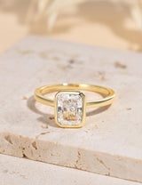 EAMTI 3CT Engagement Rings for Women Radiant Cut CZ Solitaire Promise Wedding Bands Travel Bezel Ring 14K Gold Plated Size 7.5