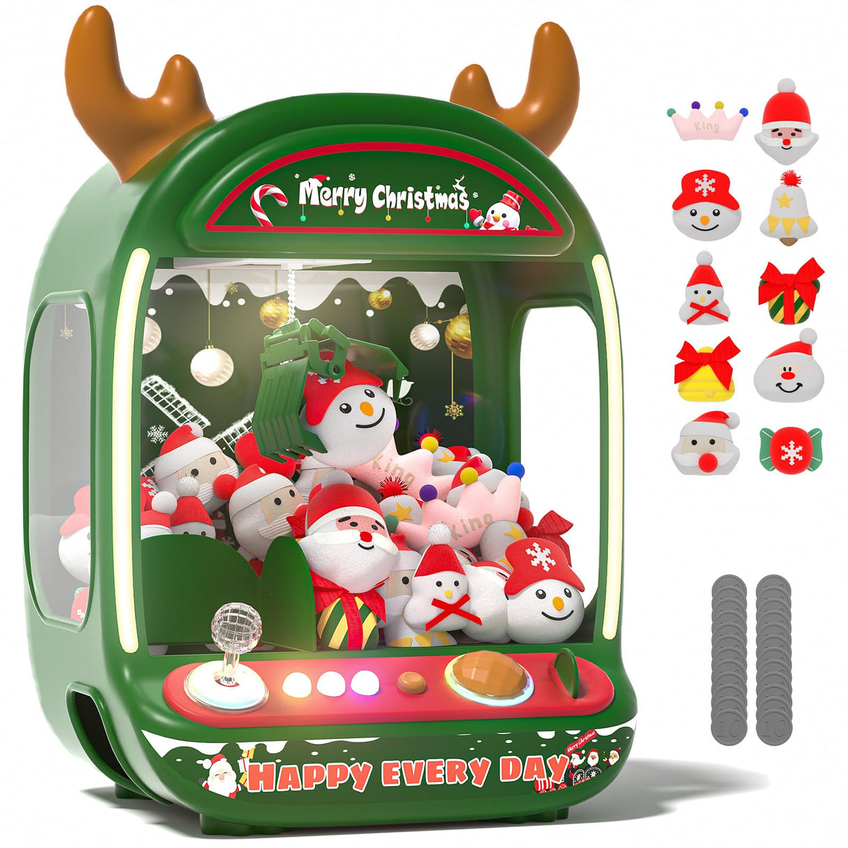 Skirfy Christmas Claw Machine for Kids, Holiday Toys for Girls Age 6+, Mini Arcade Game Vending Machine with Plush Toys and Candy Dispenser, Festive Claw Game Machine, for Girls