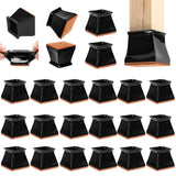 CHUNZEXI 24 Pack Square Chair Leg Floor Protectors for Hardwood Floors, Silicone Felt Covers Pads Caps, Protect Wood Furniture Feet Floors Noise Reduce and Scratch (Square Small)
