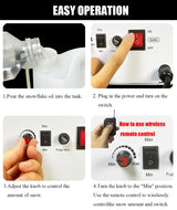 LANGXUN 1500W Snow Machine with Manual & Wireless Remote Control | Large Output Snowmaking Machine for Indoor & Outdoors | Adjustable Snowflake Size | Perfect for Christmas, Weddings, and Parties